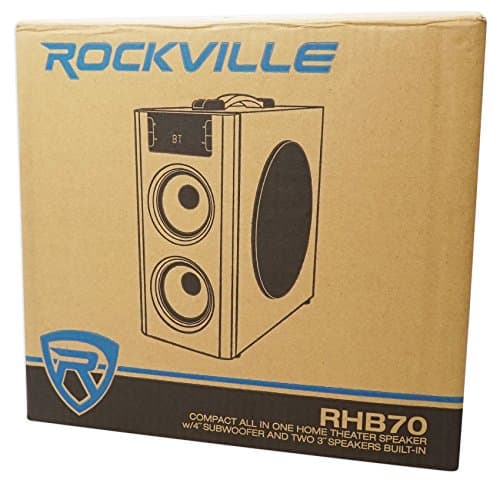 Rockville RHB70 Home Theater Compact Powered Speaker System, Bluetooth/USB/SD/FM, 4" Subwoofer, 2.1 Channel, 100W Peak, Cherry Wood Finish, for Home Entertainment 8