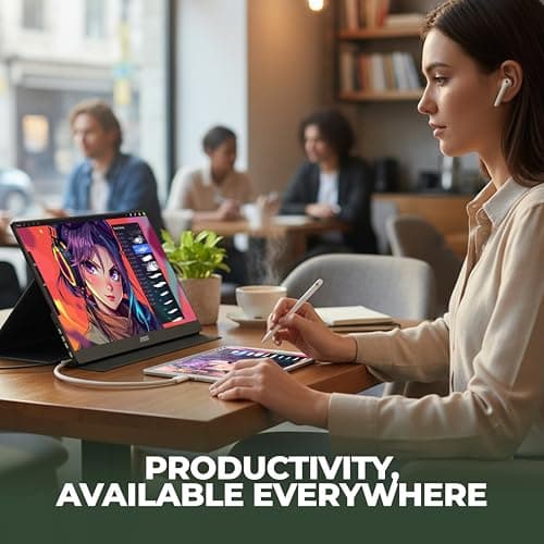 AOC 16T20 Portable Monitor 15.6" FHD 1080p IPS Display, USB-C, Mini HDMI, Built-in Speakers, Travel Monitor with Smart Cover, Compatible with Laptops, MacBook, Gaming Console Ready 6