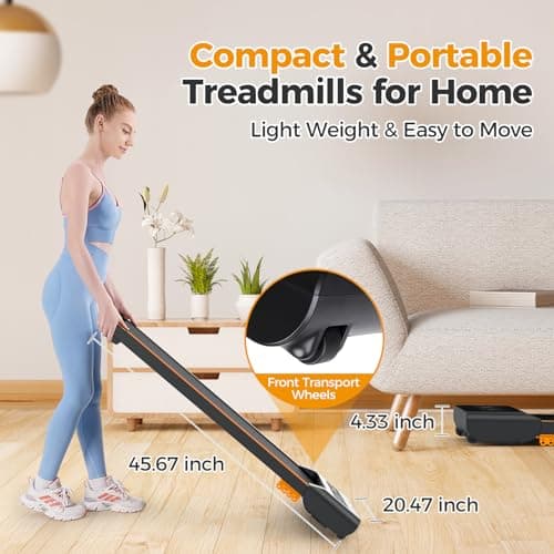 HiFast Walking Pad with Incline, Under Desk Treadmill for Home, 2.5 HP Portable Treadmills with Incline, Compact Treadmill Small Running Pad with LED Display, Remote Control 7