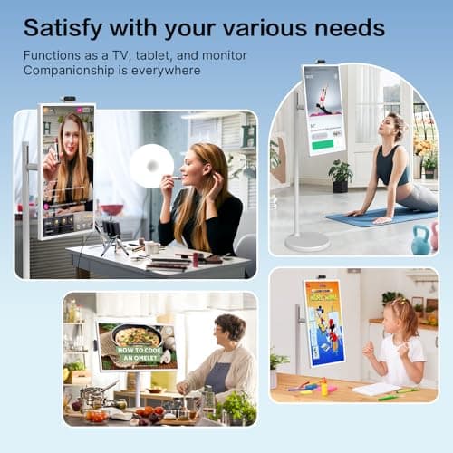 ApoloSign 32 inch FHD Smart Portable TV, 1080P Rolling TV on Wheels with Rotatable Touch Screen, Android 13 OS, 8G RAM+128G Storage, Built-in Battery, Full Swivel Rotation, Voice Remote 7