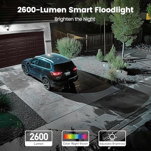 aosu Floodlight Camera Wired, 3K UHD Security Camera Outdoor, 360° Coverage Surveillance, 24/7 Recording, Motion Detection, 2600-Lumen Motion-Activated Floodlight, Color Night Vision 7