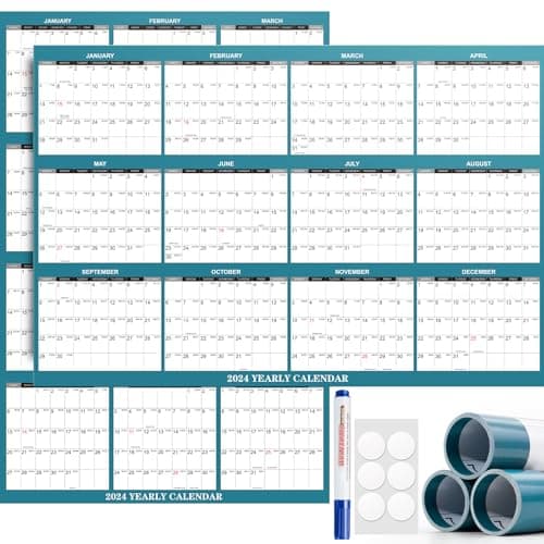 24" x 36" 2024 Wall Calendar Erasable - Rolling Packing - 12 Month Yearly Planner - Wet & Dry Erase Monthly Erasable Calendar January to December Vertical/Horizontal, Erasable & Reusable