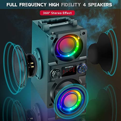 Bluetooth Speaker, 40W (60W Peak) Portable Wireless Speaker with Colorful Lights, Double Subwoofer Heavy Bass, FM Radio, MP3 Player, Bluetooth 5.0, Loud Stereo speakers for Home Outdoor Party Camping 9