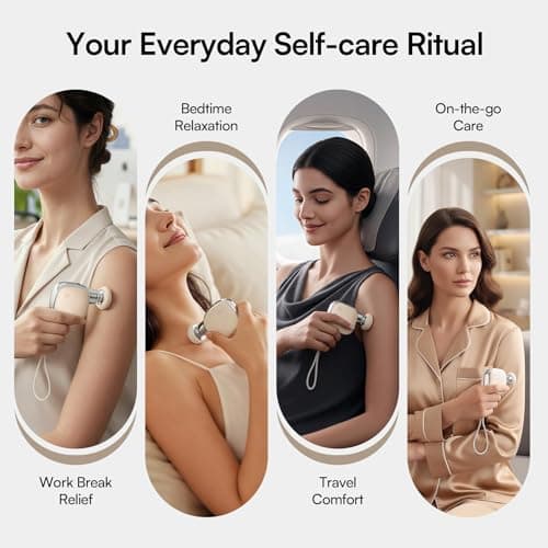 INIA PocketForce Mini Massage Gun - 75% Smaller, High-Power Percussion for Full Body Relief, Portable Deep Tissue Massager Gun with Leather Case & 3 Heads for Travel & Office Use, Gifts for Men Women 8