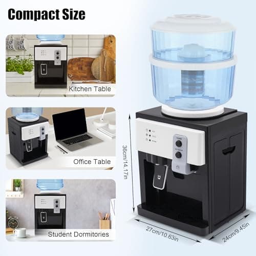 5 Gallon Hot and Cold Water Dispenser, Countertop Water Dispenser, Top Loading Hot & Cold Water Cooler Dispenser with 3 Temperature Settings,for Office, in The Desk Bedside Cabinet, Tea Table, Bar 6