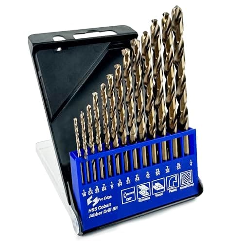 13pcs Cobalt Drill Bits Set, M35 High Speed Steel 135 Degree Tip Twist Jobber Drill Bits Set for Hardened Metal Stainless Steel Cast Iron Wood Plastic with Index Storage Box (1/16"-1/4")