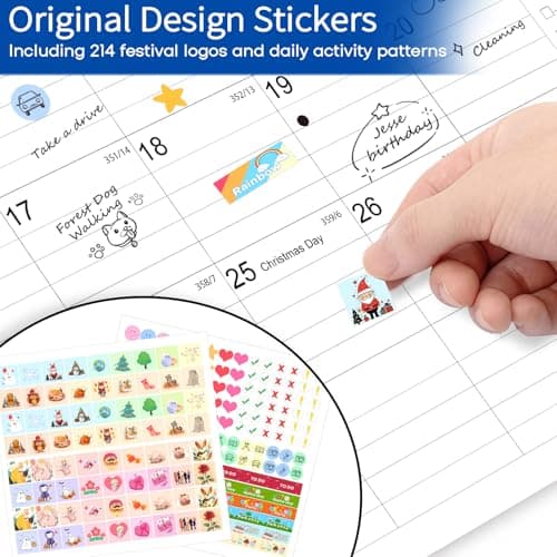 Calendar 2026, Anti Ink Bleed, Durable Thick Paper, Large days Blocks, Wall Calendar 18 Months with Stickers, 17" x 12" Large Simple Style 2026 Calendars for Home, Office, Teacher Supplies- Simple 5