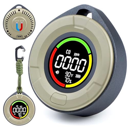 Pildegro 3-in-1 Portable Carbon Monoxide Detector, Professional Rechargeable Real-Time Travel CO Monitor 140HR Standby, Premium Reliable CO Detector with Loud Alarm for Air Safety (Grey/Courage)