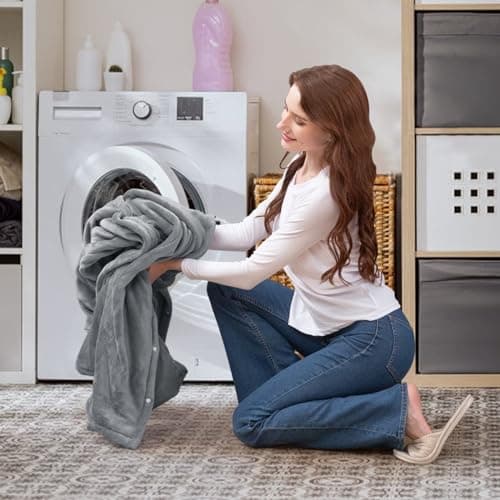 OCTROT Electric Heated Throw 50"x62" With Foot Pocket, 10 Heating Levels, 5 Timer Auto-Off, Soft Cozy Warming Blanket for Couch, Machine Washable, Grey 8