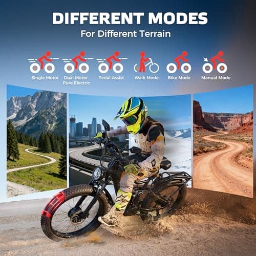 EcoE 6000W Dual Motor Electric Bike for Adults 52MPH with Charge Voltage 63V, 26x4 Fat Tire All Terrain Ebikes, Full Suspension E Bike, SHM 7-Speed Gear Electric Bicycle 63V-z-1 5