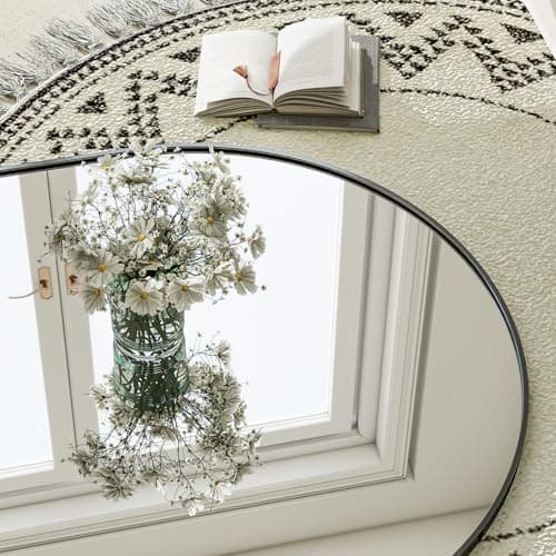 GLSLAND-30x71 inch Wall Mount Arched Full Length Mirror-Aluminum Alloy Frame High Definition-Full Body Mirror for Bedroom or Living Room,Black 3