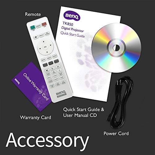 BenQ TK850 True 4K HDR-PRO Projector for Movies, Gaming & Sports - Low Input Lag for Most Games - Dynamic Iris - 3000 Lumens - 3D (Renewed) 5