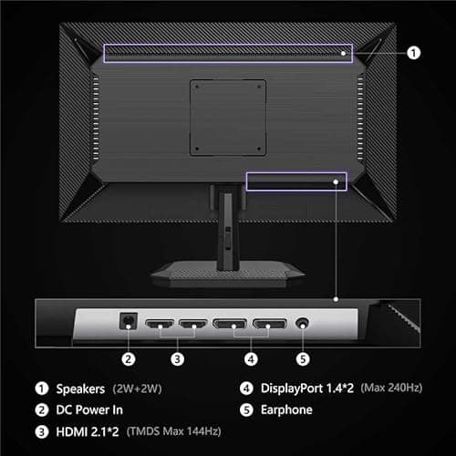 INNOCN 24.5 Inch Gaming Monitor 1440P 240Hz QHD 2K PC Desktop Gaming Screen Fast IPS HDMI 2.1 Display, DisplayPort, Built-in Speaker, 25G2S 6