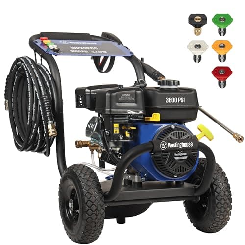 Westinghouse WPX3600 Gas Pressure Washer, 3600 PSI and 2.7 Max GPM, Onboard Soap Tank, Spray Gun and Wand, 5 Nozzle Set, for Cars/Fences/Driveways/Homes/Patios/Furniture
