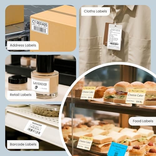 CLABEL Desk Bluetooth Barcode Label Printer: 221D Label Maker with Direct Thermal Printing, 2 Inch Print Width for Barcodes Address Office Warehouse with 1 Roll Label 6