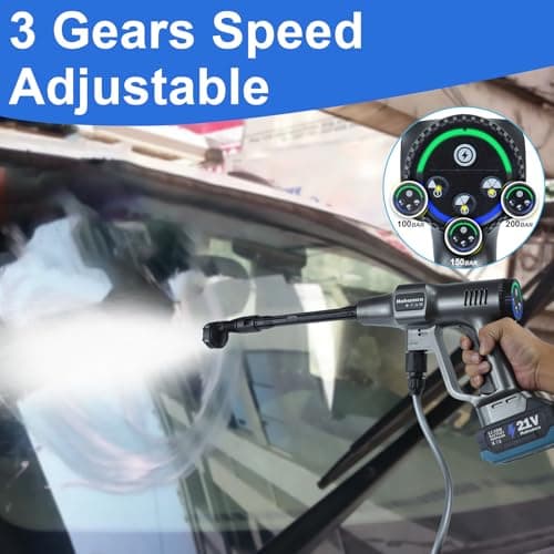 Portable Cordless Pressure Washer 2900 PSI Brushless Grey Powerwasher with 2×4.0Ah Battery&Charger, Power Level Power Washer for Cars, Yard 5
