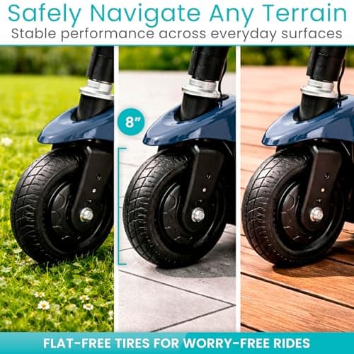 Vive 3 Wheel Mobility Scooter - Electric Powered Mobile Wheelchair Device for Adults - Folding, Collapsible and Compact for Travel - Long Range Power Extended Battery with Charger and Basket Included 6