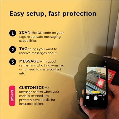 Smart Luggage Tags | Privacy QR Code Luggage Tag Keeps Personal info Private | Customizable Travel Suitcase Tags for Women Men | Use with GPS Bag Locator Tracking, Air Tag for Android or iOS 5