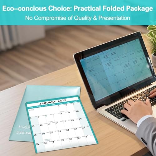 24" x 36" 2026 Wall Calendar, Folded Wet & Dry Erase Wall Calendar 12 Month, Annual Yearly Planner Yearly Laminated Calendar 2026 Horizontal/Vertical, with Julian Dates 5