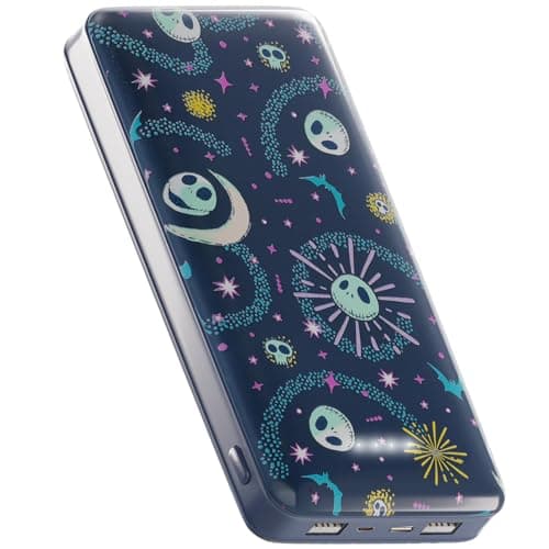 Disney Tim Burton’s The Nightmare Before Christmas Jack Skellington 10,000mah Power Bank- Universally Compatible Portable Phone Charger w/USB Charging Port- Jack Skellington Gifts for NBC Fans