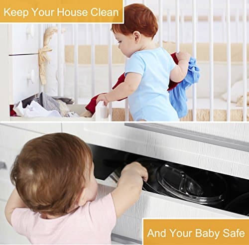 [12-Pack] Invisible Baby Proofing Cabinet Locks - No Drill Child Safety Drawer Latches - Adhesive Childproof Latch for Cabinets, Kitchen & Furniture - Secure Toddler & Infant Safety No Tools Required 5