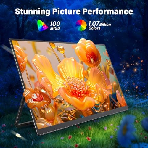 2K 180Hz Portable Gaming Monitor, 23.8" 2560x1440 QHD Fast IPS ∆E<2 100% sRGB Portable Monitor w/180° Adjustable Stand Type-C HDMI Eye Care External Second Screen for Laptop Phone PS4 PS5 Switch Xbox 6