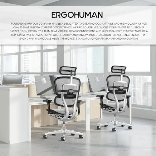 Ergohuman Eurotech ME7ERG GEN2 High Back Mesh Office Chair with Tilt Tension Control, Tilt Lock, Back Angle, Back Height, Synchro Tilt, Seat Height, Seat Depth, and Arm Height Adjustments, Grey 8