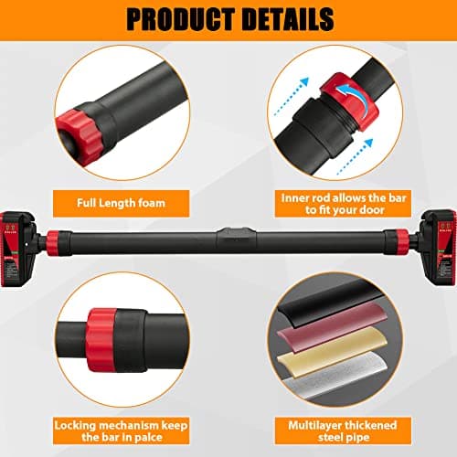 Pull Up Bar for Doorway, Strength Training Pull-up Bars, Chin Up Bar, No Screws, With Level Meter and Adjustable Width for Home Gym Upper Body Workout, No Installation Required, Max Load 440 LBS 6