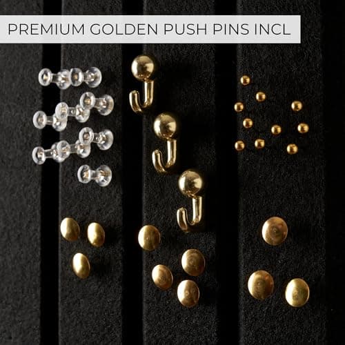 Large Felt Bulletin Board - Stylish Perfectly Sized 35" x 47" Cork Board Alternative for Office & Wall Decor – 12 Customizable Adhesive Tiles w/Golden Pins are Perfect to Display Your Photos 5