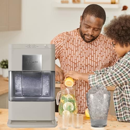 Frigidaire Nugget Ice Maker, Countertop Ice Machine with Transparent Window, Sonic Ice Maker with 44 lbs. Capacity, Auto Self Cleaning Ice Maker Machine, 2.0 Gen, Cream - 16.75D x 11.75W x 20.25H 9