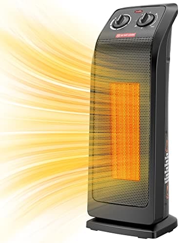 ECOWELL Space Heater for Indoor Use, 1500W Fast Heating Ceramic Electric Heater with Thermostat, 18" Small Space Heater, 3 Modes, Tip-Over Protection,Portable Heater for Home Office Bedroom, EHT180