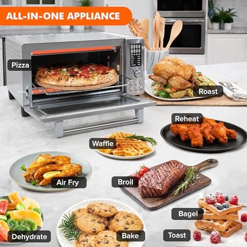 Nuwave Bravo Air Fryer Toaster Smart Oven, 10-in-1 Countertop Convection, 1800 Watts, 21-Qt Capacity, 50°-450°F Temp Controls, Top and Bottom Heater Adjustments 0%-100%, PFAS Free, Stainless Steel 5