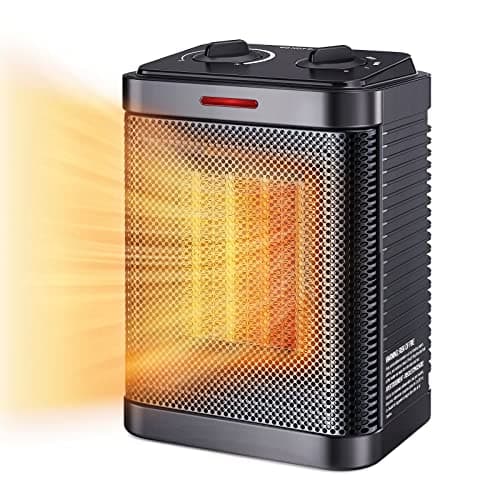 Space Heater for Indoor Use, 1500W PTC Ceramic Heater with Thermostat, Small Space Heater 2S Rapid Heating, 3 Modes, Electric Portable Heater with Safety Protection for Bedroom, Quiet Office