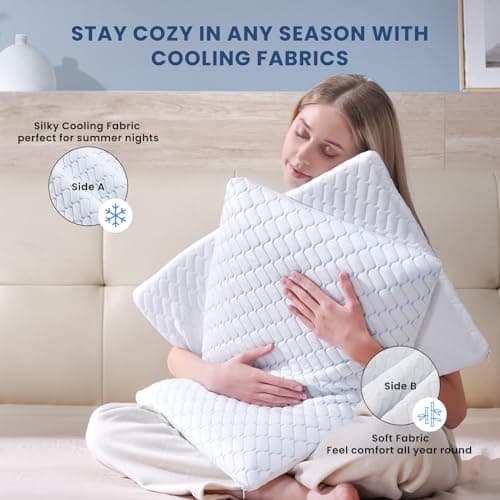 Tuozaiira Ultra Thin Flat Pillow(2.6'') for Stomach & Back Sleepers, Low Loft Gel Memory Foam Pillow with Cooling Washable Cover, Standard Size 7