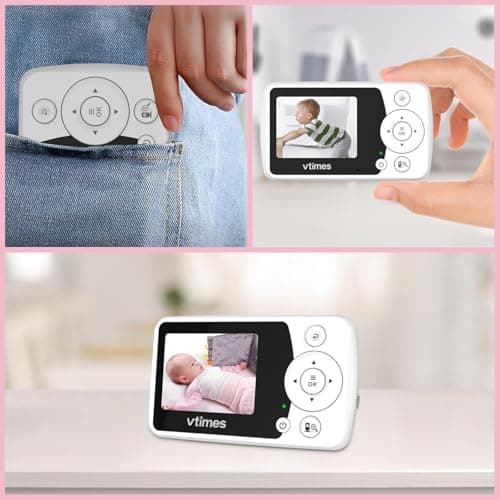 VTimes Baby Monitor with 2 Cameras, 2.4" LCD Screen Video Baby Monitor No WiFi Night Vision VOX Mode Alarm and 1000ft Range, Peace of Mind for New Parents 7