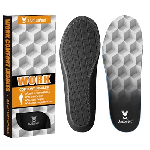 Uvaluefeet Work Boot Insoles for Men Standing All Day - Memory Foam Comfort Cushion Anti-Fatigue Inserts, Foot Pain Relief and All-Day Comfort,Work Comfort Insoles for Men Women-B [Women 8-9.5]