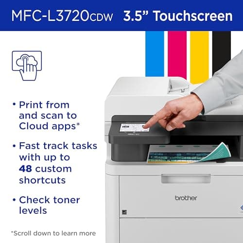 Brother MFC-L3720CDW Wireless Color Laser Printer with Scanner, Copier and Fax | Auto Duplex and 250-Sheet Capacity | Includes Refresh Subscription Trial(1). Amazon Dash Replenishment Ready 6