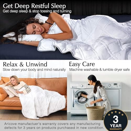 Aricove Cooling Weighted Blanket for Adults, 15 lbs, Full/Queen Size Weighted Blanket, 60x80 inches, Silky Soft Bamboo Viscose, Machine Washable, White 5