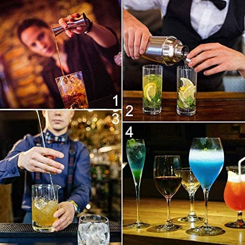 24 oz Cocktail Shaker Set Bartender Kit by Aozita, Stainless Steel Martini Shaker, Mixing Spoon, Muddler, Measuring Jigger, Liquor Pourers with Dust Caps and Manual of Recipes, Professional Bar Tools 5