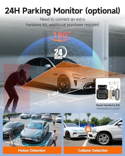 360° Dash Cam Front and Rear Inside, 4 Channel Dash Camera for Cars FHD 1080Px4, Built-in Wi-Fi, 3.16” IPS Screen, WDR Night Vision, Voice Control, Included 64GB Card, 24H Parking Mode 6
