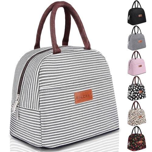 BALORAY Lunch Bag for Women Men Insulated Lunch Box for Adult Reusable Lunch Tote Bag for Work, Picnic or Travel(Black White Stripes) 7
