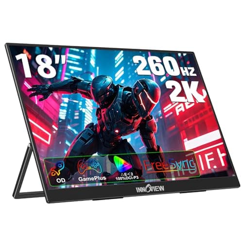 InnoView 18 Inch 260Hz Portable Gaming Monitor,2K QHD 100% DCI-P3 Portable Monitor Gameplus HDR FreeSync Laptop Monitors,Portable Screen for PC Phone Game Console