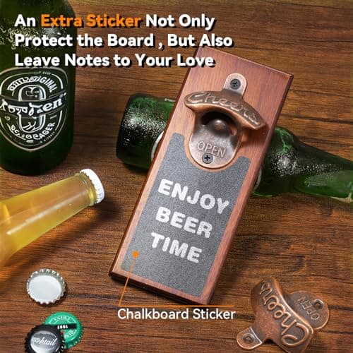 Gifts for Men Dad, Magnetic Beer Bottle Opener Wall Mounted with Auto Catch, Unique Beer Gifts for Men Him Boyfriend Grandpa Husband Uncle, Cool Gadgets for Birthday Housewarming Presents 6