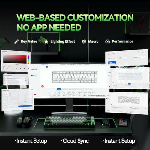 TMKB T68 60% Wireless Mechanical Gaming Keyboard, Tri-Mode BT5.0/2.4GHz/USB-C with Red Linear Switch, RGB Backlight, Anti-Ghosting, Compact 68 Keys, Wired/Wireless, Black/Gray 7