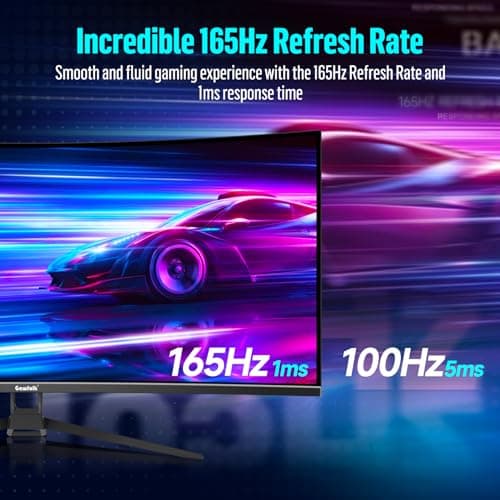 Gawfolk 34 Inch Ultrawide Curved Gaming Monitor, 1500R PC Screen 165hz UWQHD 4K, Curved Computer Screen with FreeSync, Support Wallmount 75x75mm-Black 5