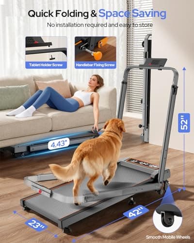 Treadmill Walking Pad with 12% Incline & Height Adjustable Handle Bar, Trisomy 4 in 1 Walking Pad with Handle Bar, 350LBS Foldable Walking Pad Treadmill with Incline for Home, 3.5HP Small Treadmills 8
