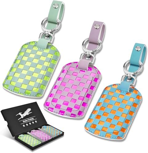 Luggage Tags for Suitcases Travel Accessories: Leather Luggage Tag 3 Pack TSA Approved Airplane Travel Essentials for Women, Bag Tags for Luggage Long Flight Must Haves Travels Gift Airport Essentials