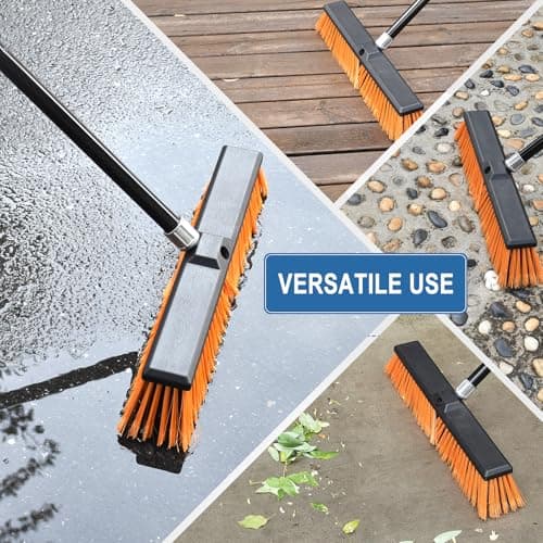 PBHEPJ 18 Inchs Push Broom Outdoor Heavy Duty, Shop Broom with 60" Long Handle for Cleaning Outdoor or Indoor Tile, Garage, Shop, Deck, Concrete, Wood, Stone, Patio Floor 7