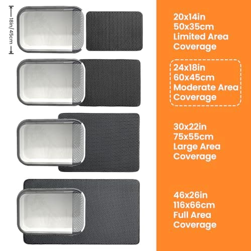 Petinstinct Cat Litter Mat, 24x18 Inches Large Double Layer Honeycomb Cat Litter Trapping Mat, Non Slip Waterproof Urine Proof Cat Litter Box Mat for Floor, Kitty Litter Rug, Cat Supplies, Black 9