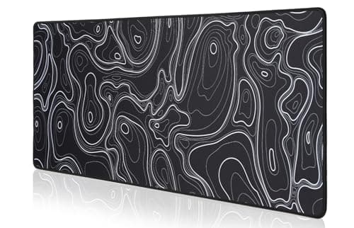 Topographic Map Waterproof Mouse Pad - Extended Contour Mouse Mat for Home and Office, Large Gaming Mousepad Laptop Keyboard Mat with Non-Slip Rubber Base, Stitched Edges (31.50"x11.81"x0.12")